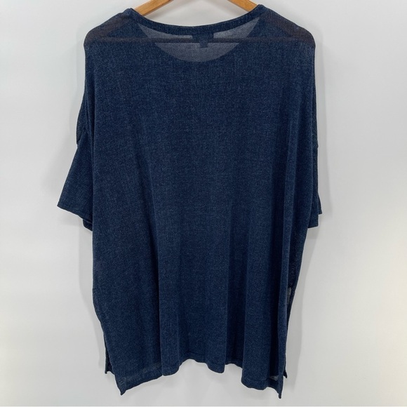 J. Jill Linen Blend Oversized Short Sleeve Navy Blue Tunic Top Size Large P - Picture 4 of 7